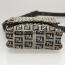 FENDI Zucchino Canvas Shoulder Bag Navy Gold Auth 126273-5
