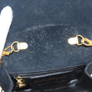 Salvatore Ferragamo Chain Gancini Shoulder Bag Suede Black Gold Auth 126274-10
