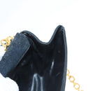 Salvatore Ferragamo Chain Gancini Shoulder Bag Suede Black Gold Auth 126274-19