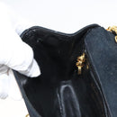 Salvatore Ferragamo Chain Gancini Shoulder Bag Suede Black Gold Auth 126274-20
