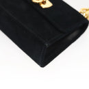 Salvatore Ferragamo Gancini Accessory Pouch Suede Black Gold Auth 126275-11