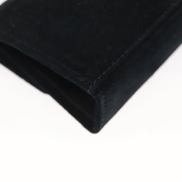 Salvatore Ferragamo Gancini Accessory Pouch Suede Black Gold Auth 126275