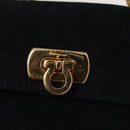 Salvatore Ferragamo Gancini Accessory Pouch Suede Black Gold Auth 126275-14