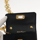 Salvatore Ferragamo Gancini Accessory Pouch Suede Black Gold Auth 126275-16