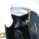 Salvatore Ferragamo Gancini Accessory Pouch Suede Black Gold Auth 126275-20