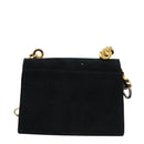 Salvatore Ferragamo Gancini Accessory Pouch Suede Black Gold Auth 126275-3