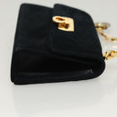 Salvatore Ferragamo Gancini Accessory Pouch Suede Black Gold Auth 126275-4