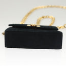 Salvatore Ferragamo Gancini Accessory Pouch Suede Black Gold Auth 126275-9