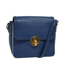 Miu Miu Shoulder Bag Leather Blue Gold Auth 126276-1