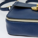 Miu Miu Shoulder Bag Leather Blue Gold Auth 126276-8
