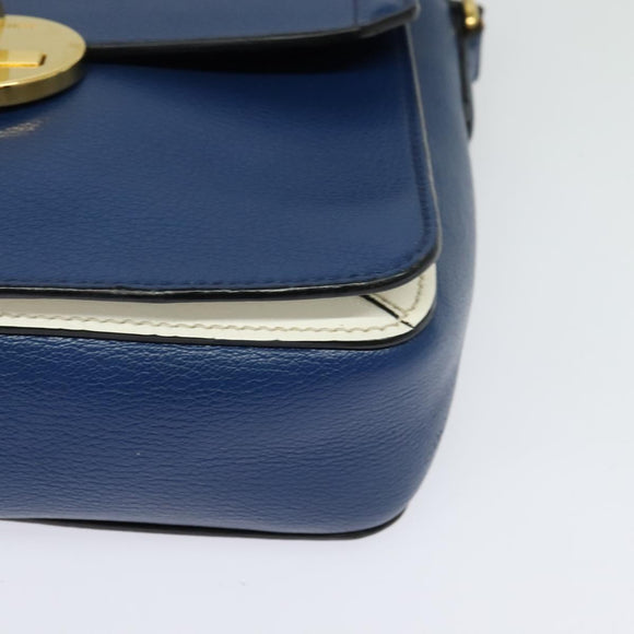 Miu Miu Shoulder Bag Leather Blue Gold Auth 126276