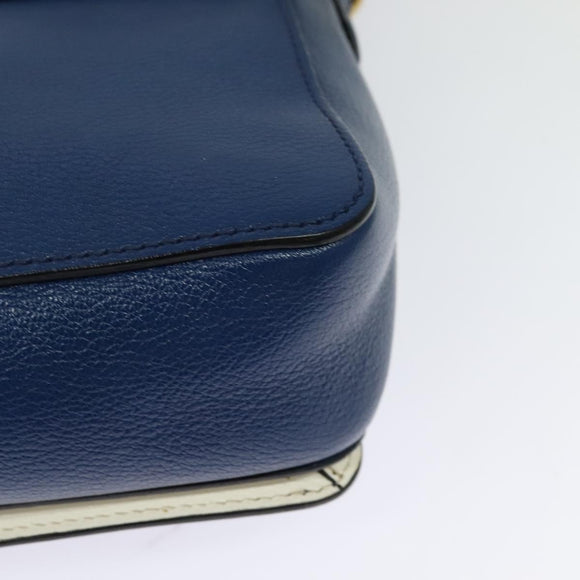 Miu Miu Shoulder Bag Leather Blue Gold Auth 126276