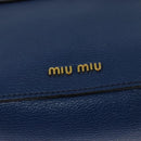 Miu Miu Shoulder Bag Leather Blue Gold Auth 126276-18