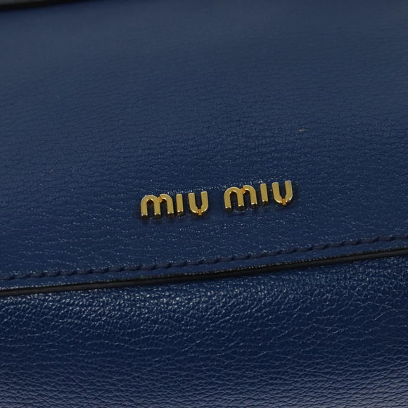 Miu Miu Shoulder Bag Leather Blue Gold Auth 126276