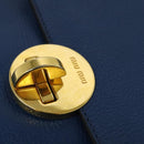 Miu Miu Shoulder Bag Leather Blue Gold Auth 126276-9