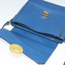 Miu Miu Shoulder Bag Leather Blue Gold Auth 126276-10