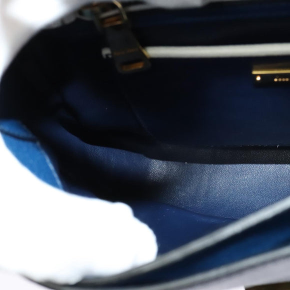 Miu Miu Shoulder Bag Leather Blue Gold Auth 126276