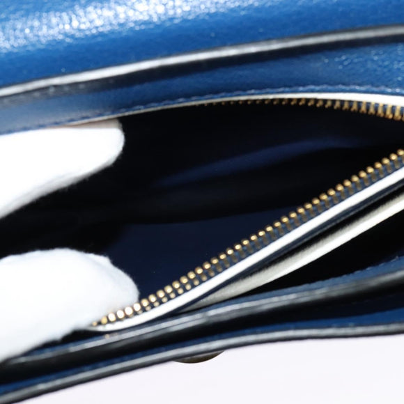 Miu Miu Shoulder Bag Leather Blue Gold Auth 126276