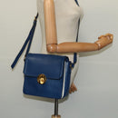 Miu Miu Shoulder Bag Leather Blue Gold Auth 126276-25