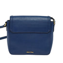Miu Miu Shoulder Bag Leather Blue Gold Auth 126276-2