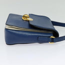 Miu Miu Shoulder Bag Leather Blue Gold Auth 126276-4