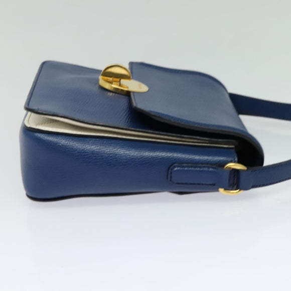Miu Miu Shoulder Bag Leather Blue Gold Auth 126276