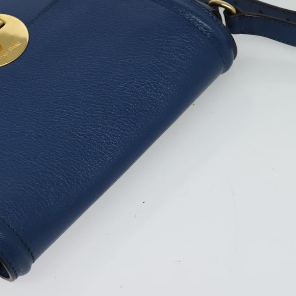 Miu Miu Shoulder Bag Leather Blue Gold Auth 126276
