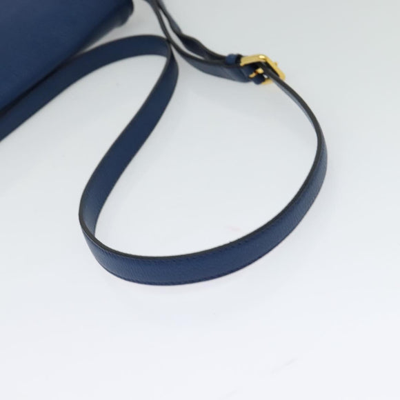 Miu Miu Shoulder Bag Leather Blue Gold Auth 126276