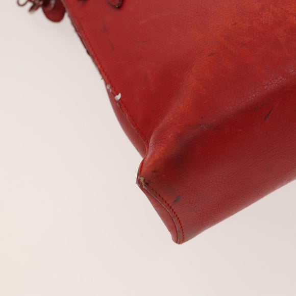 LOUIS VUITTON Hand Bag 2way 2014Stainless Steel Red LV Auth 126285