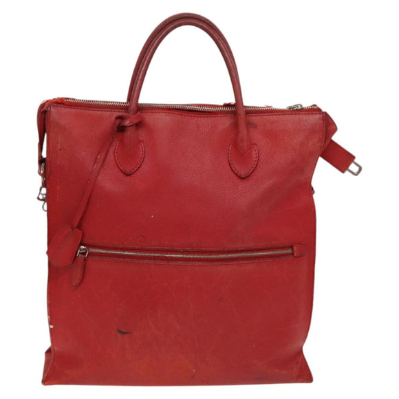 LOUIS VUITTON Hand Bag 2way 2014Stainless Steel Red LV Auth 126285