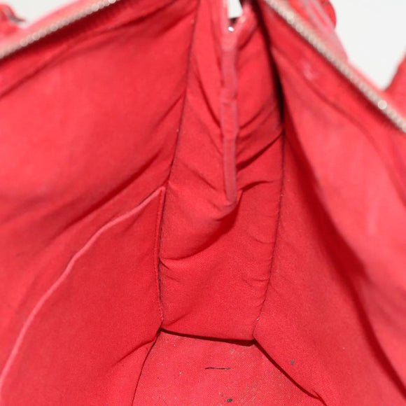 LOUIS VUITTON Hand Bag 2way 2014Stainless Steel Red LV Auth 126285