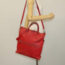 LOUIS VUITTON Hand Bag 2way 2014Stainless Steel Red LV Auth 126285-27