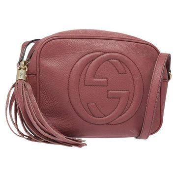 GUCCI Shoulder Bag Leather Pink Gold 308364 Auth 126289