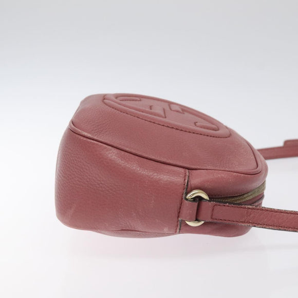 GUCCI Shoulder Bag Leather Pink Gold 308364 Auth 126289