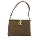 GUCCI Shoulder Bag Leather Brown Gold Auth 126290-1