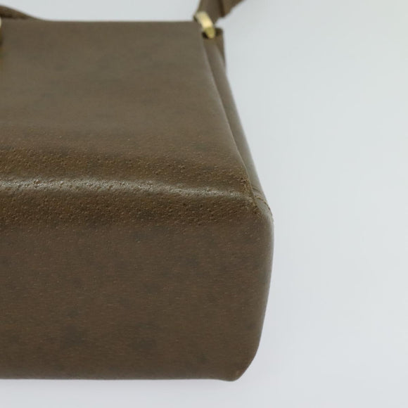 GUCCI Shoulder Bag Leather Brown Gold Auth 126290