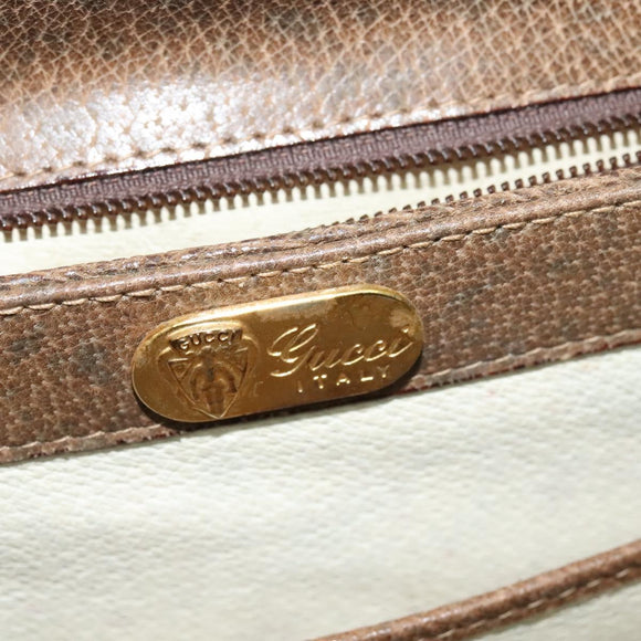 GUCCI Shoulder Bag Leather Brown Gold Auth 126290