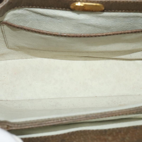 GUCCI Shoulder Bag Leather Brown Gold Auth 126290