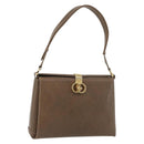 GUCCI Shoulder Bag Leather Brown Gold Auth 126290-1