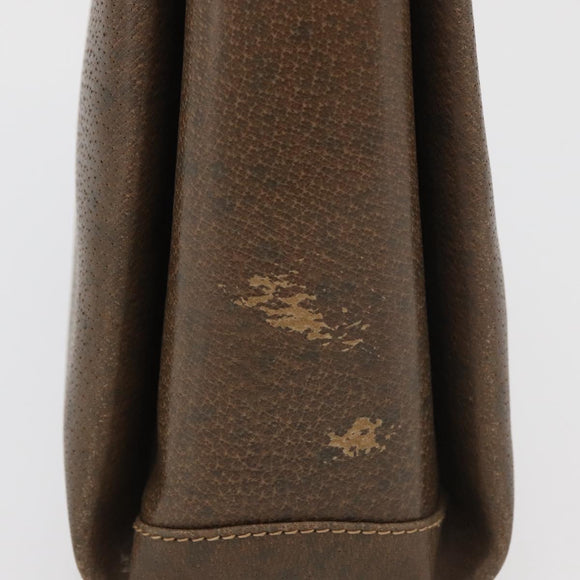 GUCCI Shoulder Bag Leather Brown Gold Auth 126290