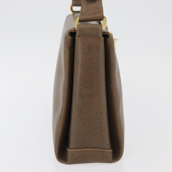 GUCCI Shoulder Bag Leather Brown Gold Auth 126290