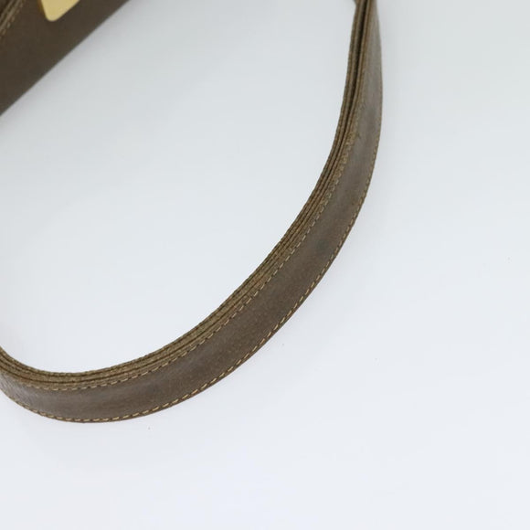 GUCCI Shoulder Bag Leather Brown Gold Auth 126290