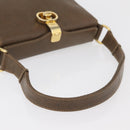 GUCCI Shoulder Bag Leather Brown Gold Auth 126290-8
