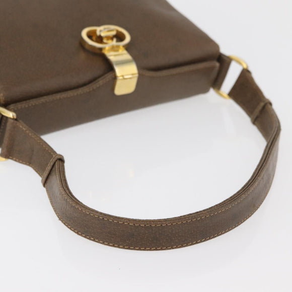 GUCCI Shoulder Bag Leather Brown Gold Auth 126290