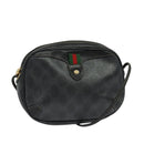 GUCCI GG Supreme Web Sherry Line Shoulder Bag PVC Black 156 02 066 Auth 126298-1
