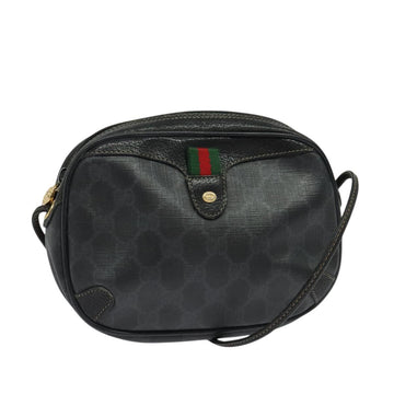GUCCI GG Supreme Web Sherry Line Shoulder Bag PVC Black 156 02 066 Auth 126298
