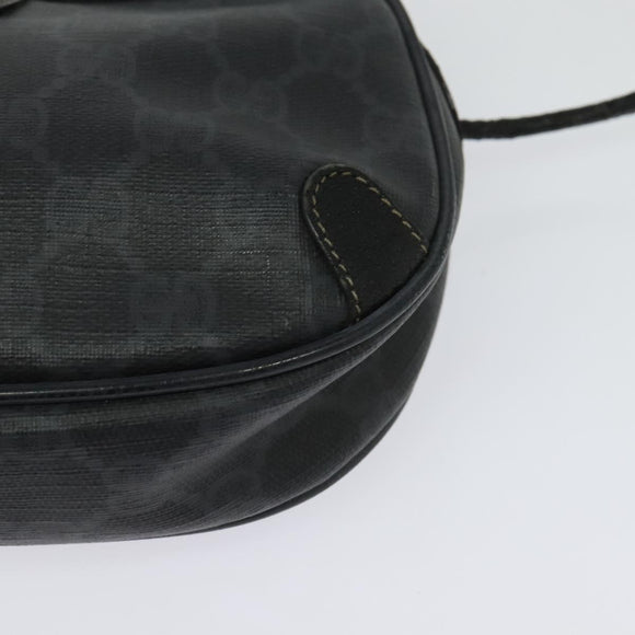 GUCCI GG Supreme Web Sherry Line Shoulder Bag PVC Black 156 02 066 Auth 126298