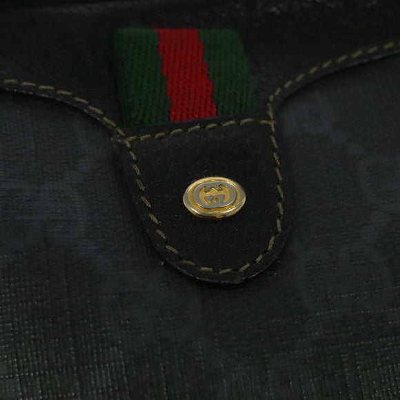 GUCCI GG Supreme Web Sherry Line Shoulder Bag PVC Black 156 02 066 Auth 126298