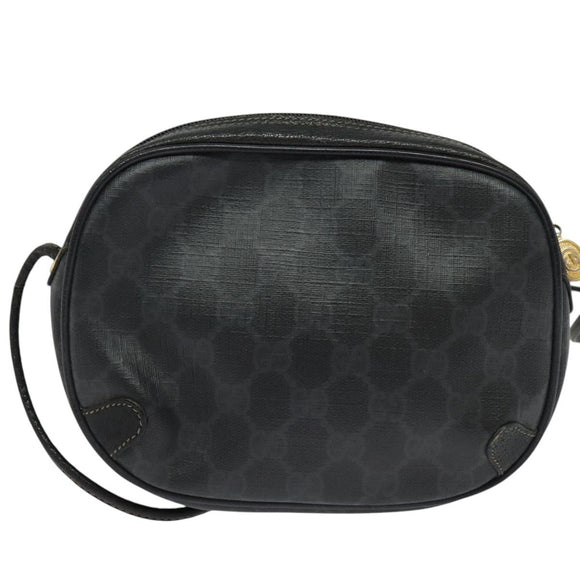 GUCCI GG Supreme Web Sherry Line Shoulder Bag PVC Black 156 02 066 Auth 126298