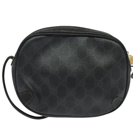 GUCCI GG Supreme Web Sherry Line Shoulder Bag PVC Black 156 02 066 Auth 126298 - 0